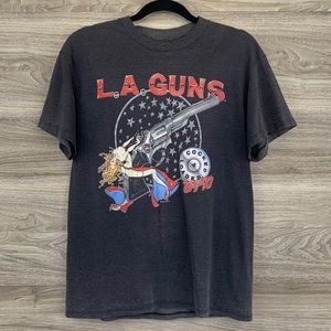 Rare Vintage L.A. Guns Cocked & Loaded Tour ‘89-‘90 Crew black tee t-shirt